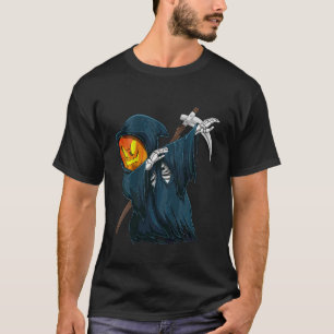 Kids Dabbing Pumpking Scary Skeleton Halloween Bo T-Shirt