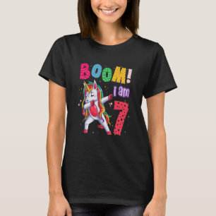 Kids Dabbing Unicorn 7th Birthday Boom I Am 7 Year T-Shirt