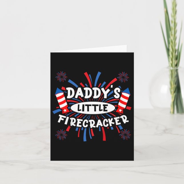 Kids Daddys Little Firecracker Independence Day Fi Card (Front)