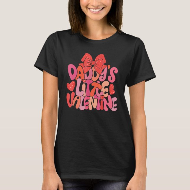 Kids Daddy's Little Valentine Retro Groovy Valenti T-Shirt (Front)