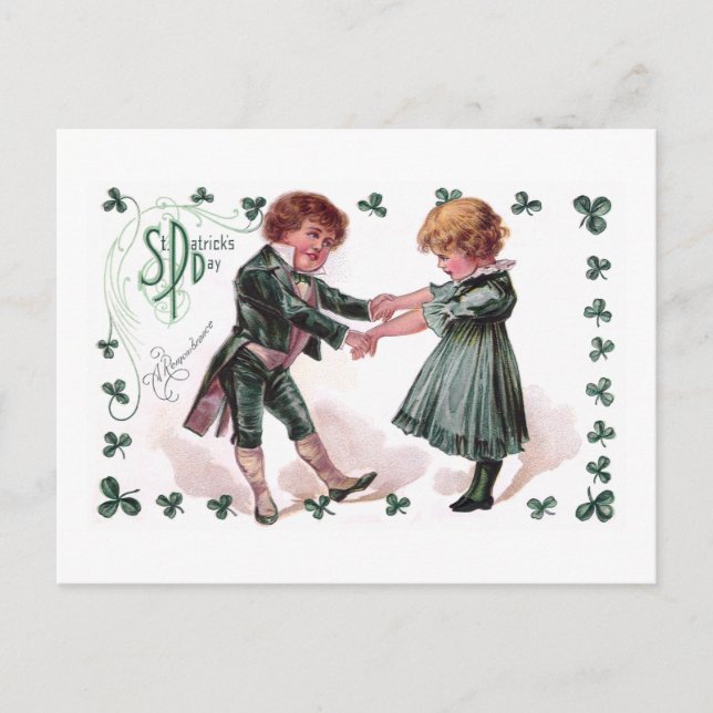Kids Dance on St Patrick's Day Postcard (Front)