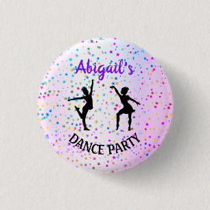 Kids Dance Shades of Color and Stars All Over 1 Inch Round Button