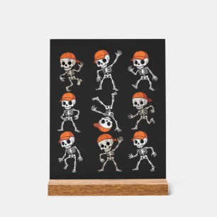 Kids Dancing Skeleton Halloween Acrylic Sign