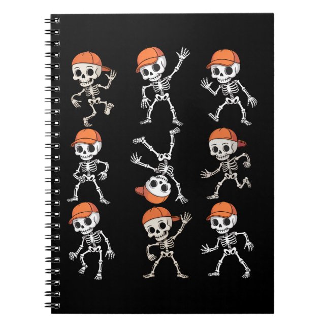 Kids Dancing Skeleton Halloween Notebook (Front)