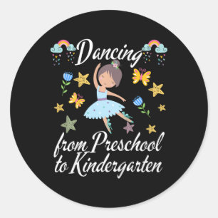 Kids Dancing To Kindergarten Ballerina Preschool G Classic Round Sticker