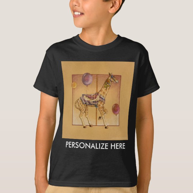 Kids' Dark Tees - Carousel Giraffe (Front)