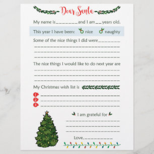 Kids Dear Santa Letters Letterhead