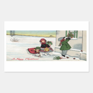 Kids Delivering Christmas Gifts Sticker