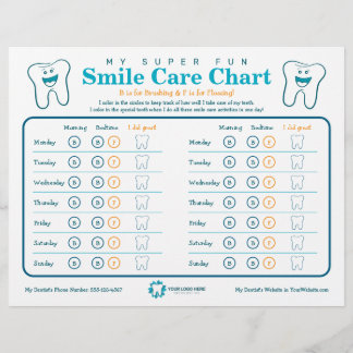 Kids Dental Smile Care Chart Flyer