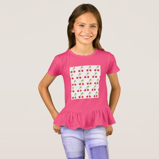 Kids designers t-shirt Pink with cherries