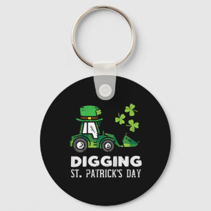 Kids Digging St Patricks Day Truck Bulldozer Toddl Keychain