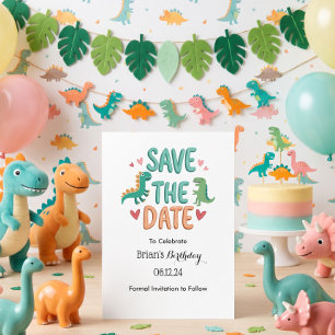 Kids Dino Birthday Party Save The Date Invitation