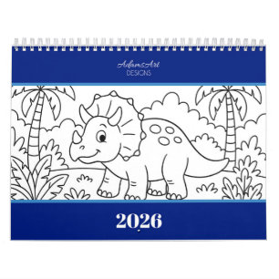 Kids Dino Coloring Calendar