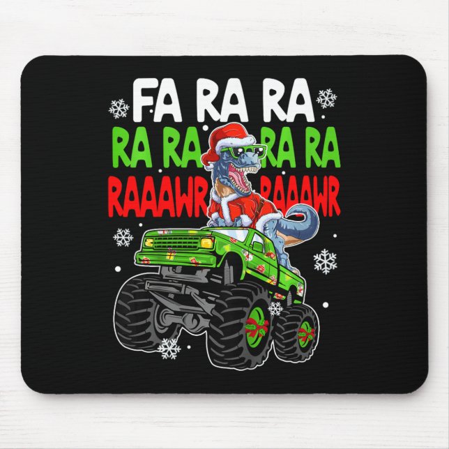 Kids Dino Fa Ra Ra Rawr Dinosaur Monster Truck Chr Mouse Pad (Front)