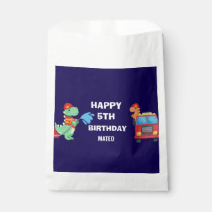 Kids dino Fireman birthday f Favour Bag