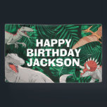 Kids Dino Jurassic Trex Boy Dinosaur Birthday Banner<br><div class="desc">This dinosaur design is great for the birthday boy in your life. Give them a dino-mite bday with this dino themed design featuring a trex,  triceratops,  brontosaurus,  pterodactyl,  and raptor.</div>