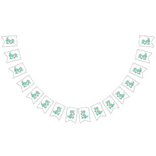 Kids Dino Mite! Cute Dinosaur Birthday T Rex Bunting Flags