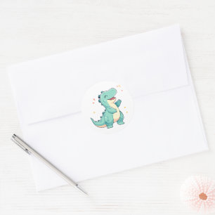 Kids Dino Mite!  Cute Dinosaur Birthday T Rex Classic Round Sticker