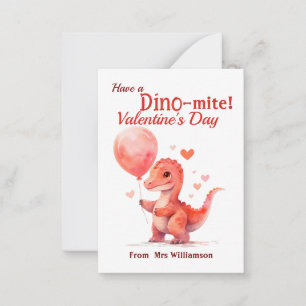 Kids Dino-Mite Valentines Day Classroom Card