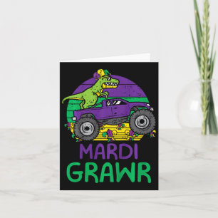 Kids Dino Monster Truck Mardi Grawr Mardi Gras Tod Card