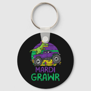 Kids Dino Monster Truck Mardi Grawr Mardi Gras Tod Keychain