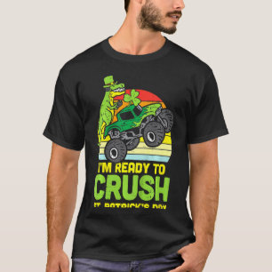Kids Dino Monster Truck Ready Crush St Patricks Da T-Shirt