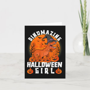 Kids Dinomazing Halloween Girl Dinosaur Saying Cos Card