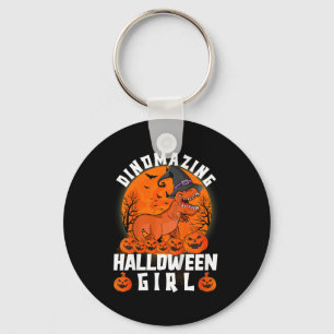 Kids Dinomazing Halloween Girl Dinosaur Saying Cos Keychain