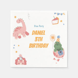 Kids Dinosaur 3rd Birthday Party Napkin