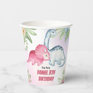 Kids Dinosaur 3rd Birthday Party Paper Cups