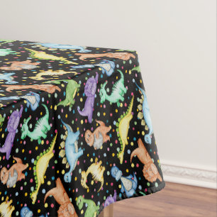 Kids dinosaur animal black colour cotton dining tablecloth
