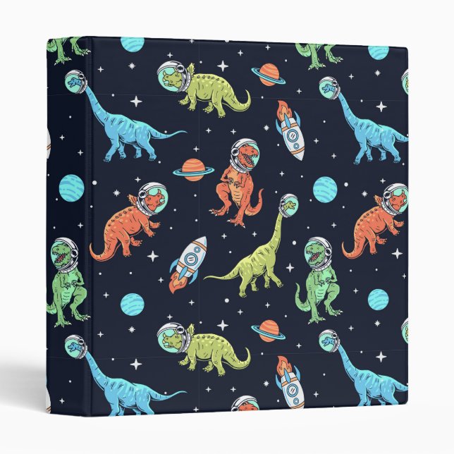 Kids Dinosaur Astronaut Pattern Binder (Front/Spine)