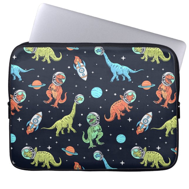 Kids Dinosaur Astronaut Pattern Laptop Sleeve (Front)