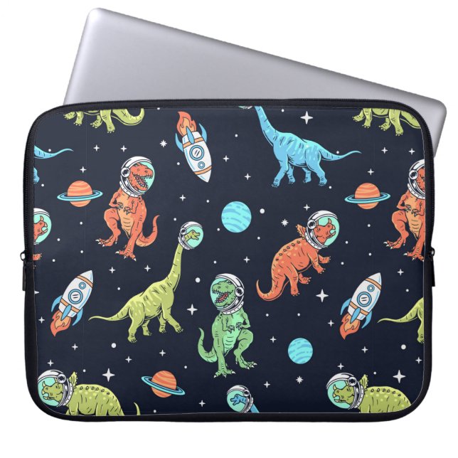 Kids Dinosaur Astronaut Pattern Laptop Sleeve (Front)