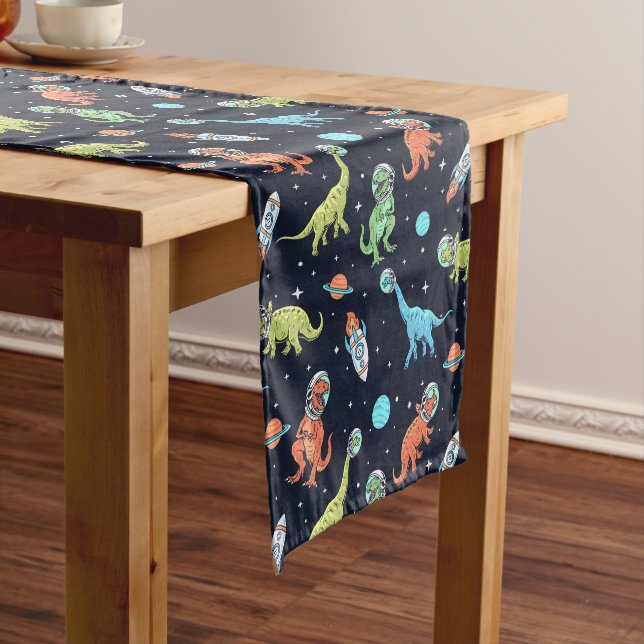 Kids Dinosaur Astronaut Pattern Medium Table Runner (In Situ)