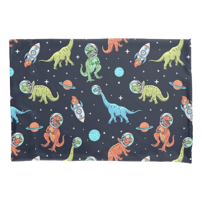 Kids Dinosaur Astronaut Pattern Pillowcase (Front-Left)