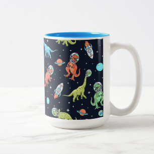 Kids Dinosaur Astronaut Pattern Two-Tone Coffee Mug
