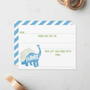Kids Dinosaur Birthday Fill In The Blank Thank You Card