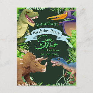 Kids Dinosaur Birthday Invitation Postcard