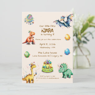 Kids Dinosaur Birthday Party Announcement Invite