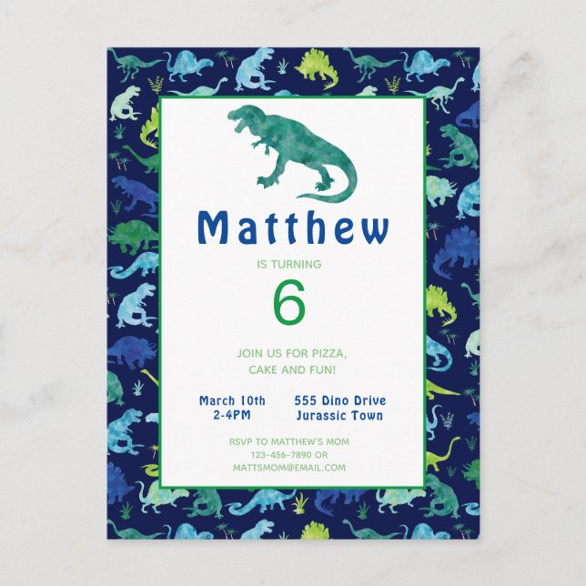 Kids Dinosaur Birthday Party T-Rex Invitation (Front)
