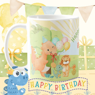 Kids Dinosaur Birthday Party Watercolor  Coffee Mug