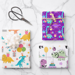 Kids Dinosaur Birthday  Wrapping Paper Sheet