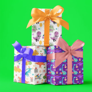 Kids Dinosaur Birthday  Wrapping Paper Sheet