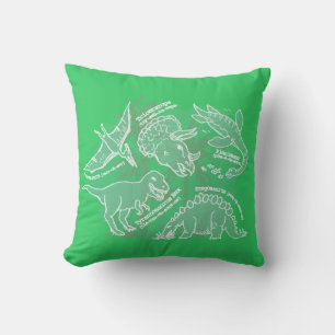 Kids Dinosaur bright green pillow cushion