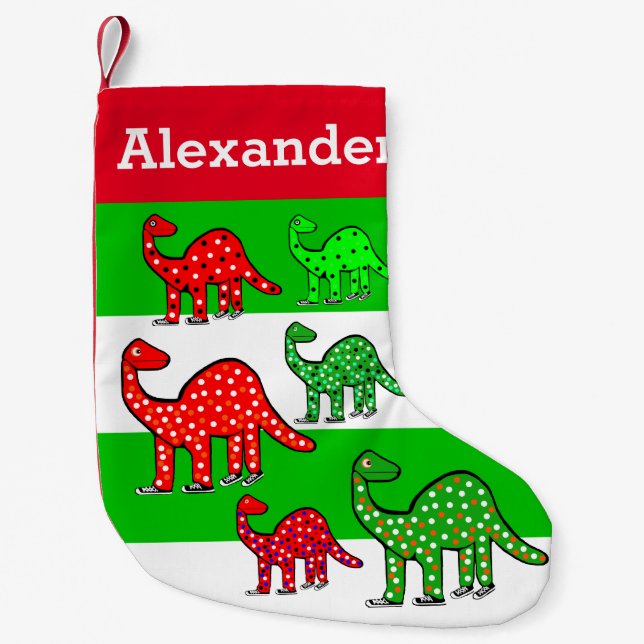 Kids Dinosaur Christmas Stocking Personalized Gift (Front)