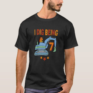 Kids Dinosaur Digger 7th Birthday, Construction Bu T-Shirt