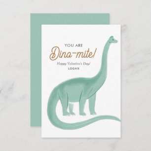 Kids Dinosaur Dinomite Classroom Valentine Day Card