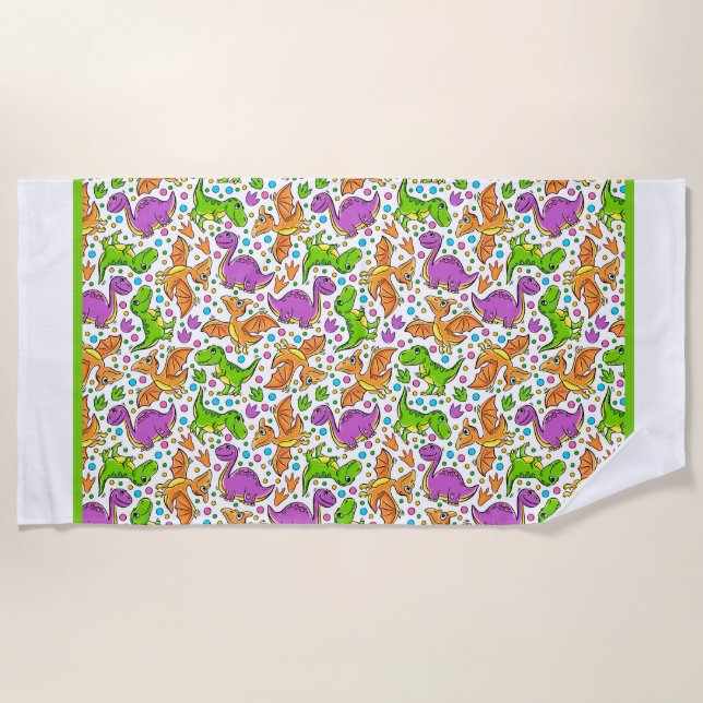 Kids Dinosaur Friends Beach Towel (Front)