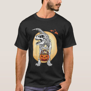 Kids Dinosaur Halloween  Boys Toddler Trex Skeleto T-Shirt